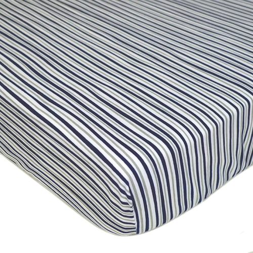 TL Care 100% Natural Cotton Fitted Crib Sheet 52" x 28" - Soft, Breathable, Hypoallergenic & Gentle Toddler Bed Sheet, Navy/Grey Funny Stripes, Neutral for Boys & Girls