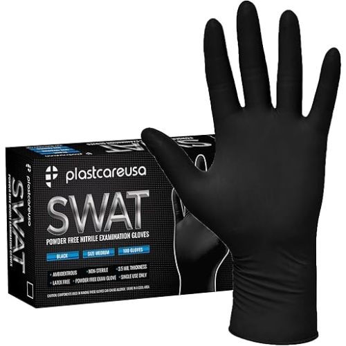 100 Nitrile Exam Gloves 3.5 Mil - Latex & Powder Free, Disposable Non-Sterile Protective Gloves By PlastCare