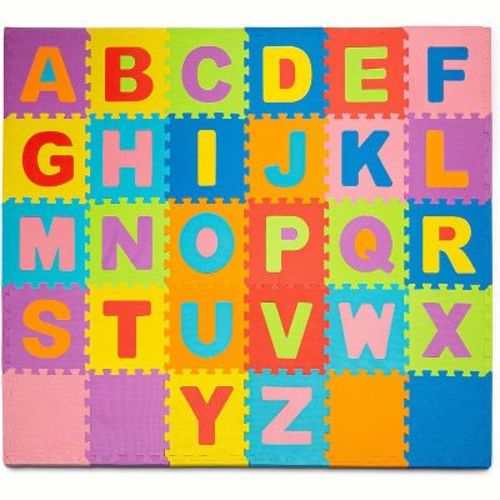 Toyvelt Foam Puzzle Floor Mat - Interlocking Alphabet Tiles, Educational Play Mat For Crawling, Exercise & Playroom, Perfect For Kids