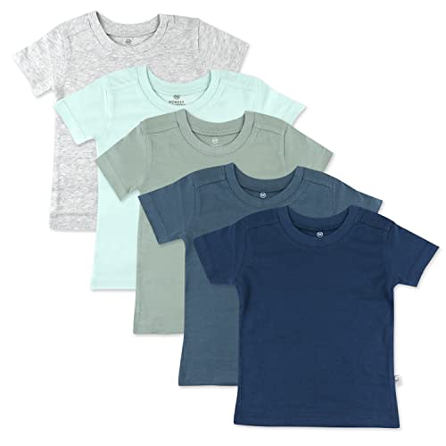 HonestBaby Multipack Short Sleeve T-Shirt Tee 100% Organic Cotton Infant Baby, Toddler, Little Kids Boys, Girls, Unisex