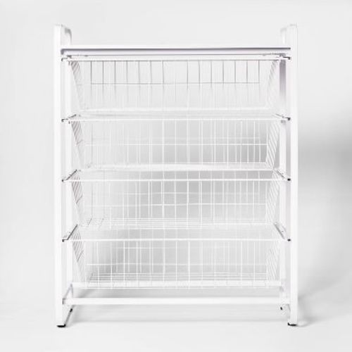 4 Drawer Metal Storage Organizer White - Brightroom™: Steel Utility Storage, Fixed Shelves, Universal Wire Drawers