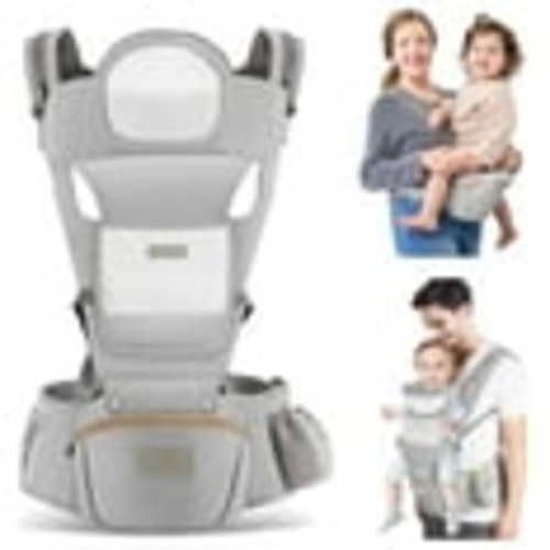 OTDLIGHT Baby Carrier with Hip Seat, Ergonomic M Position 6 in 1 Baby Wraps Carrier Adjustable Holder Newborn to Toddler with Head Support and Breathable Mesh Gray