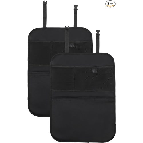 Enovoe Back Seat Cover for Kids Extra Large - 2 Pack with Multi Pocket Storage Organizer - Back Seats Protector for Upholstery from Dirt, Mud, Scratches - Waterproof Car Seat Protector for Kids