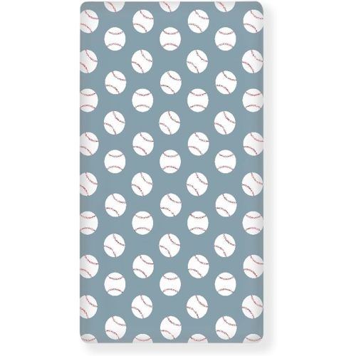 Baseball Blue Fitted Crib Sheet American Sport Championship Patch Sports Standard Crib Mattress Fitted Sheet Baby Toddler Bed Mattress Sheets for Boys Girls 28"x52"
