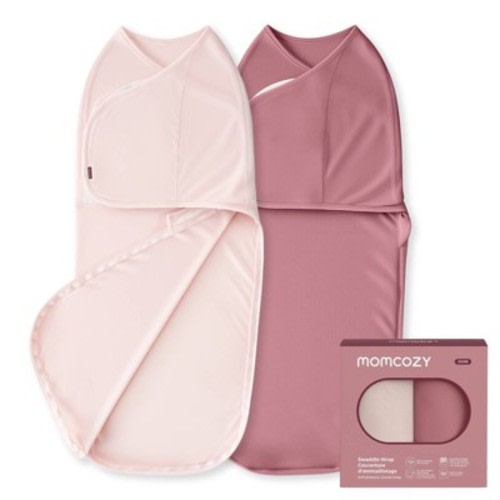 Momcozy Bamboo Swaddle Blankets Sack 0-3m - 2pk - Lt Pink & Blush