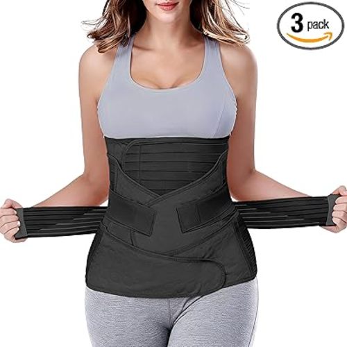 ChongErfei 3 in 1 Postpartum Belly Wrap Recovery Band Belt Abdominal Binder | Postpartum Belly Band, Belly Binder Post Partum, Post Surgery Pregnancy Belly Support Band Recovery Belly/waist/pelvis (S/M)
