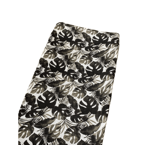 Muslin Changing Pad Cover, Black Monstera Leaf