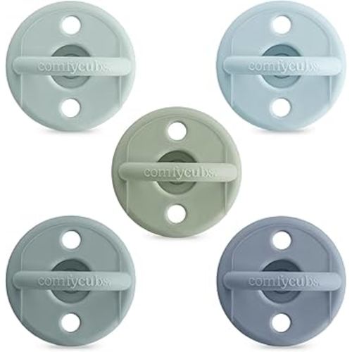 Comfy Cubs Baby Pacifiers, 5 Pack for 0+ Months - Soft Breast-Like Nipple Shape - CPSIA Compliant Silicone Pacifier for Newborns - Girl Pack Baby Essentials - Ideal Newborn Gift Set - Multicolor Boy