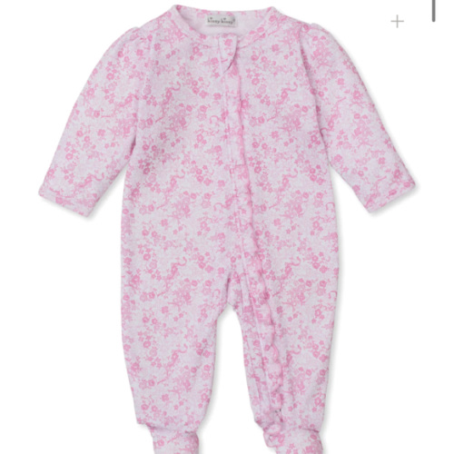 Old English Roses Pink Zip Footie
