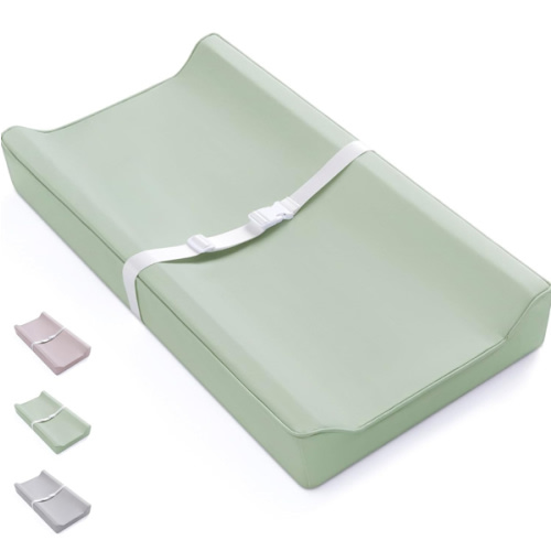 Blissful Diary Vegan Leather Baby Changing Pad with Waterproof & Wipe-Clean PU Cover, Standard Size Cozy Diaper Changing Pad for Dresser and Table, Taupe