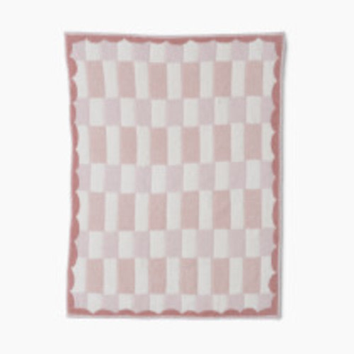 Barefoot Dreams CozyChic Scalloped Checked Stroller Blanket - Ballet Pink