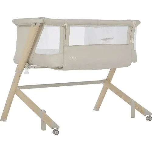 Evolur Stellar Bassinet and Bedside Sleeper, Easy to Fold and Carry, Lightweight and Portable Baby Bassinet, Height Adjustable, Mattress Pad Included, Beige