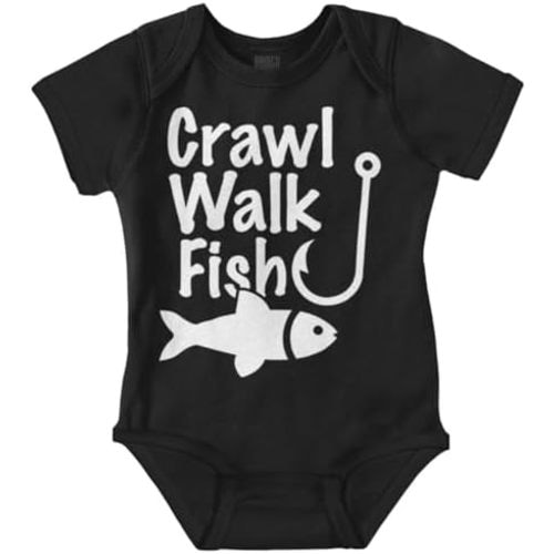 Brisco Brands Crawl Walk Fish Hook Outdoor Lover Baby Romper Boys or Girls