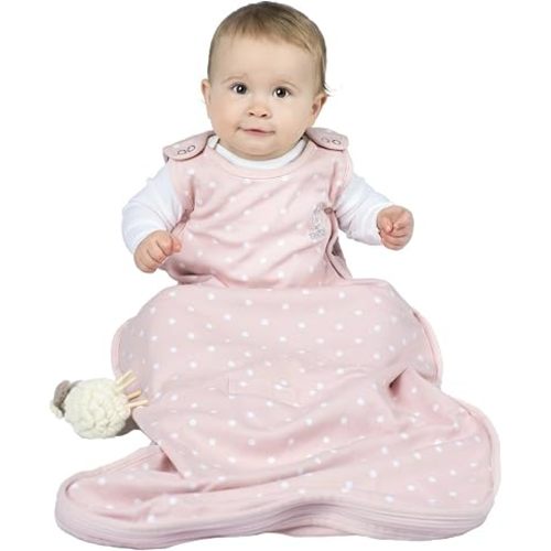 Woolino Merino Wool & Organic Cotton Baby Sleep Sack 2-24 Months – Ultimate 4-Season Baby Sleeping Bag, Universal Size Wearable Blanket, 2-Way Zipper & Adjustable Fit, Year-Round Use - Rose