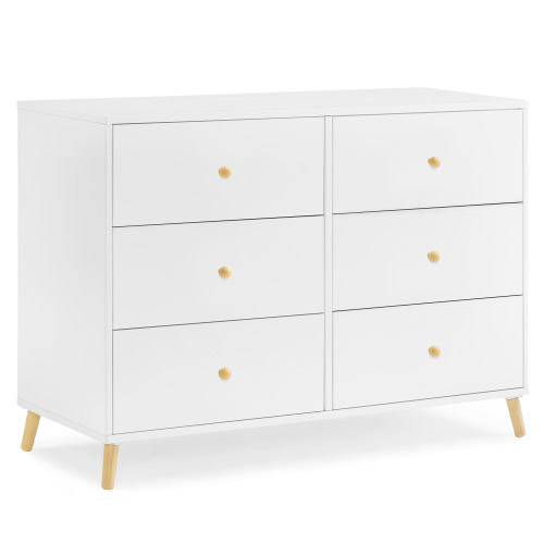 Delta Children Essex 6 Drawer Dresser, Bianca White/Natural