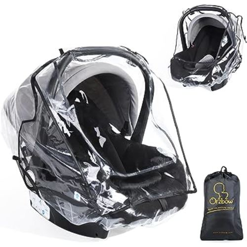 Car Seat Rain Cover Universal, Food Grade EVA, Waterproof Weather Shield for Infant Car Seat with Storage Bag, Baby Car Seat Stroller Rain Cover Features Side Ventilation, Quick-Access Roll-Up Door