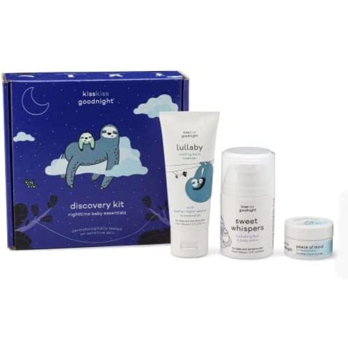 Kiss Kiss Goodnight Baby Essentials | Baby Travel Kit - Trial Size Toiletries | Baby Gift Set| Baby Wash | Baby Lotion | Baby Balm | Plant-Based and Organic Ingredients