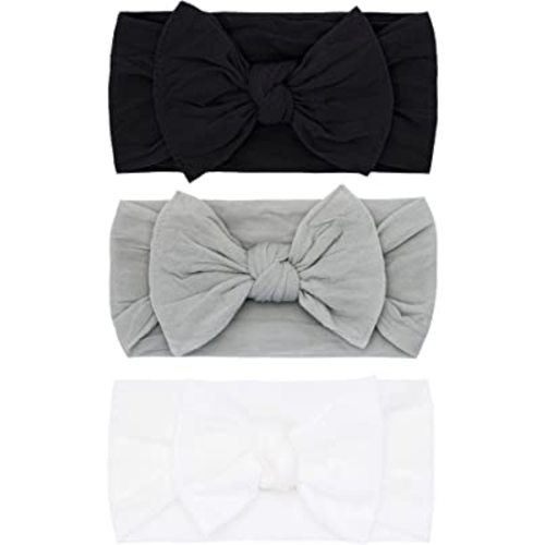 Baby Bling Bows Newborn to Little Girls Hair Bow - Classic Knot Headbands Toddlers Hair Accessories, One Size (3 Pack)