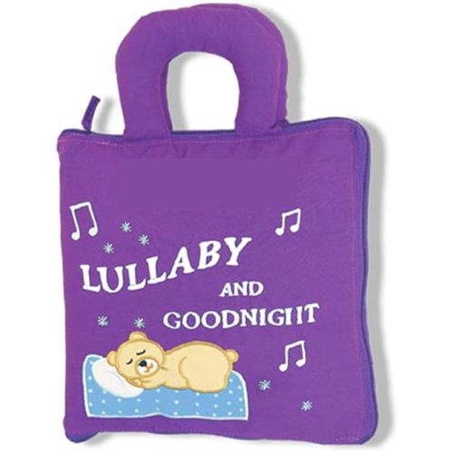 Lullaby and Goodnight Bedtime Quiet Book by Pockets of Learning | Plays Brahms' Lullaby Musical Soft Book | Interactive Fabric Activity Busy Book for Toddlers and Children