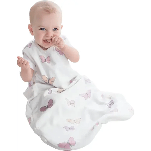 Woolino Merino Wool and Organic Cotton Baby Sleep Sack - 4 Season Classic Sleeping Bag for Baby - Two-Way Zipper Sleeping Bag - Infant Wearable Blanket - 6-18 Months - Butterfly