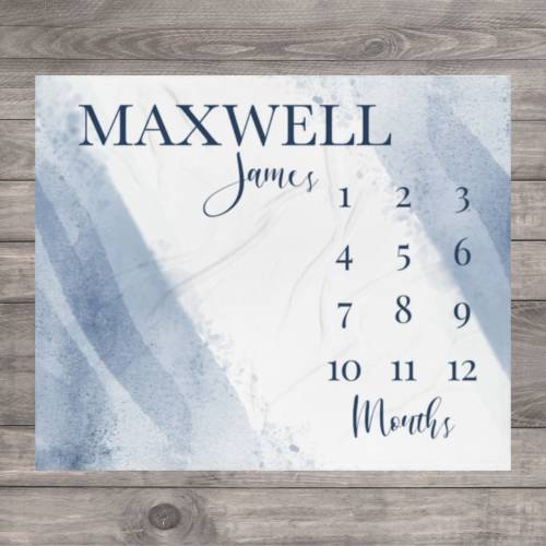 Baby Milestone Blanket Boy, Personalized Name Month Blanket, First Year Calendar Monthly Growth Mat, Newborn Photo Blanket, Baby Shower Gift