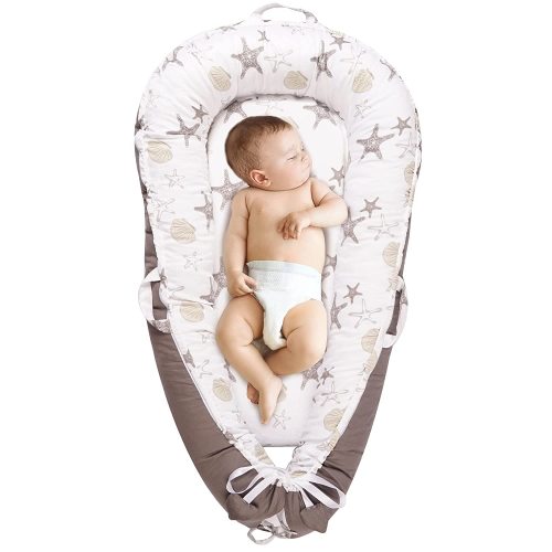 Grey Baby Lounger - Baby Nest Co Sleeper for Baby Bed, Soft & Breathable Portable Cotton Newborn Lounger Nest for Crib Bassinet
