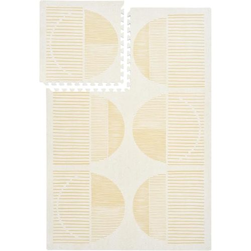 Premium Exercise & Baby Foam Play Mats - Stylish & Large Non-Toxic Odorless Floor Mat - 6 Tiles - Spacious 6ft x 4ft - Peel-Resistant Reinforced, Soft Thick, Waterproof - Ecru Linen