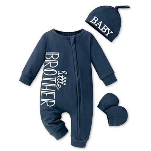 FoWear Baby Boy Clothes Letter Print One Piece Romper Baby Coming Home Outfits with Hat Newborn Boy Outfits