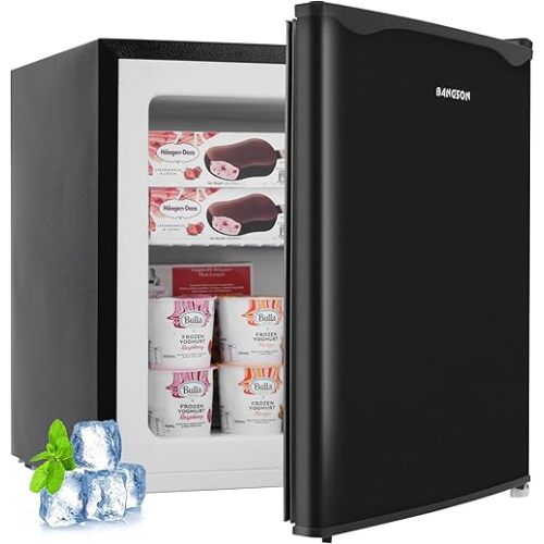 BANGSON Upright Freezer,1.1Cu.ft Mini Freezer with Removable Shelf, Single Door Mini Freezer for Home/Dorms/Apartment/Office (Black)
