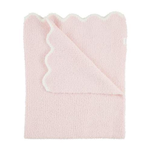 Pink Scallop Chenille Blanket - Cozy Knit Design | Mud Pie