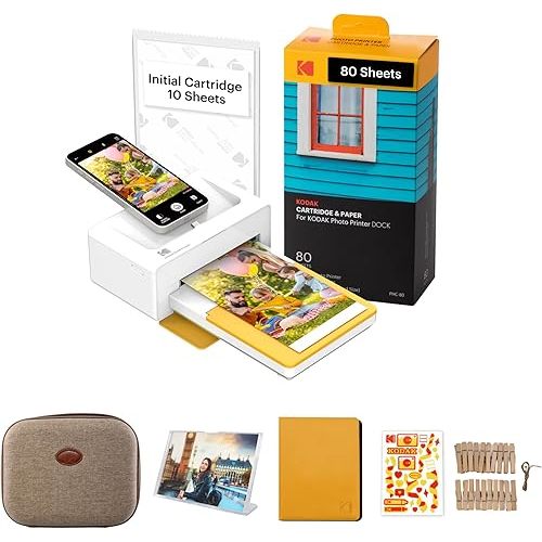 KODAK Dock Plus 4Pass Instant Photo Printer (4x6 inches) + 90 Sheets Gift Bundle