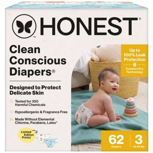 The Honest Company Clean Conscious Disposable Diapers - Ocean Bottoms & Chilly Cheeks - Size 1 - 78ct