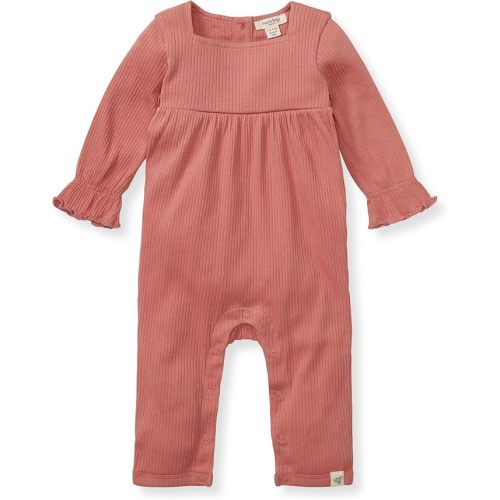 Burt's Bees Baby Baby Girls Romper - 100% Organic Cotton, One-Piece Shortall Girl Outfit for Sizes Newborn to 24 Months