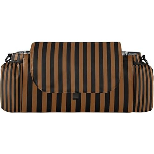 CZXW Baby Stroller Bag Brown Black Stripes Stroller Caddy Organizer Bag with Adjustable Straps Non-slip Hook Large Storage for Strollers