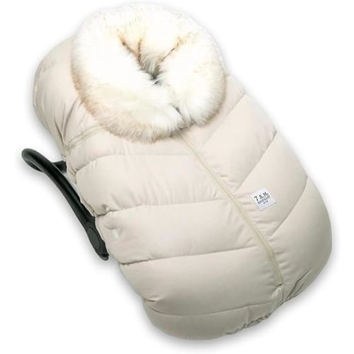 7AM Infant Car Seat Cover - Winter Puffy Cover with Center Zipper for Baby Boys & Girls, Lightweight, Windproof & Water-Repllent Outer Shell, Universal Fit for Infant Car Seat | (0-12M)