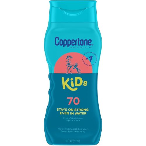 Coppertone Kids Sunscreen Lotion SPF 70, Water Resistant Sunscreen for Kids, 8 Fl Oz Bottle