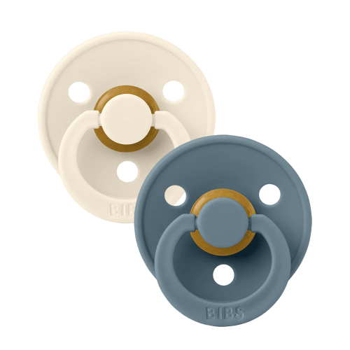 BIBS Colour Latex Pacifier Size 2, 6-18 Months, Ivory/Petrol, 2 Pack, Infant