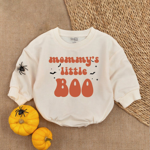 Mommy's Little Boo Bubble Romper, Retro Bodysuit, Halloween Baby Romper, Little Boo Shirt, Spooky Babe Romper, First Halloween Bodysuit