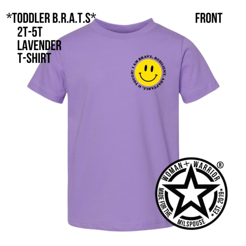 GROOVY TODDLER B.R.A.T | MOMC | Month of the Military Child Shirts | Purple Up! for Military Kids — WOMAN + WARRIOR ® Apparel for the Military Family | Shirts & Graphic Apparel for Military Spouses, Milspouses, Milsos, Military Wives, Military Kids, Milit