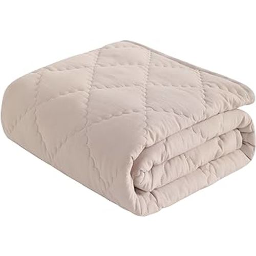 NTBAY Down Alternative Toddler Comforter, Lightweight and Warm Solid Color Baby Crib Quilted Blanket, 39x47 inches, Taupe