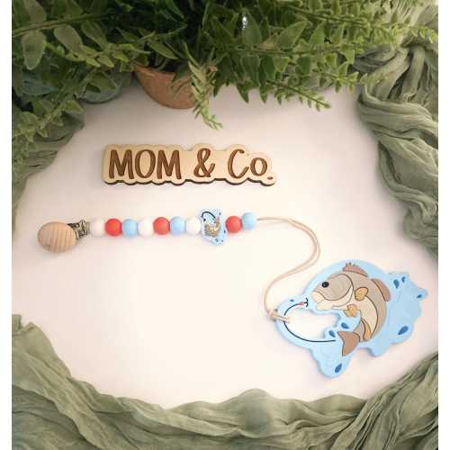 Fishing Blue Pacifier Clip Set / Safe / Unique / Baby / Boy / Girl / Cute / Moms / Dads / Gifts for Baby / Baby Shower / Country /  Bass