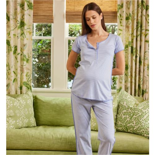 LAKE | Women | Pima Cotton Pajamas | Parisian Green Maternity Short Long Set