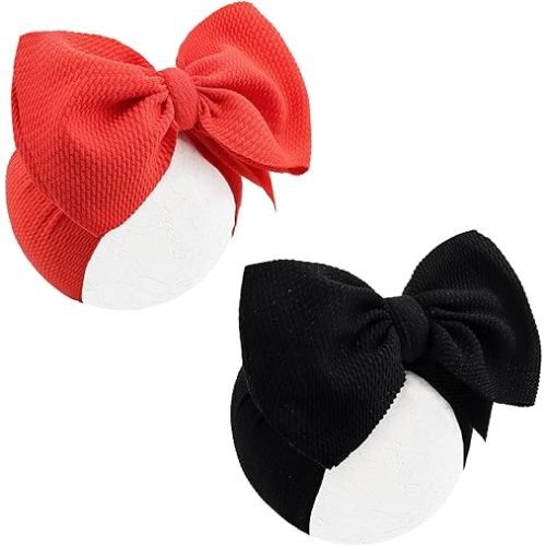 YanJie Halloween Baby Headbands Cheer Bows, Orange Black Hair Bow Baby Girl Elastic Nylon Bows Halloween Headbands Gifts for Baby Newborn Todder Infant