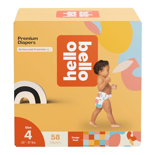 Hello Bello Premium Diapers Size 4, Honeysuckle Designs, 58ct Club Box, Hypoallergenic and Extra Absorbent