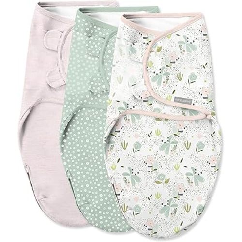 SwaddleMe by Ingenuity Original Swaddle with Easy-Change, 100% Cotton, Improves Sleep & Calms Startle Reflex, 0-3 Months, 3-Pack - Peekaboo Panda