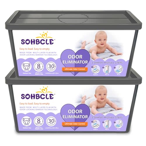 Refills Compatible with Genie Easy Roll Signature Diaper Pail and Platinum Diaper Pail, 60 Bags Hold up to 2800 Newborn Diapers, Extra Thickness Powerful Odor Eliminate, Fresh Fragrance Easy to Use