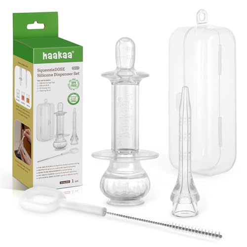 haakaa Baby Medicine Dispenser Set,Baby Essentials,Baby Medicine Syringe,Unique Silicone Ball Design,Medical-Grade Silicone,0 Months+