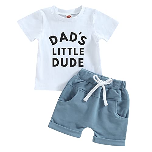 Amnnchya Daddys Boy Baby Clothes Dad's Little Dude Short Sleeve Shirts and Drawstring Shorts Toddler Summer Cute Outfit