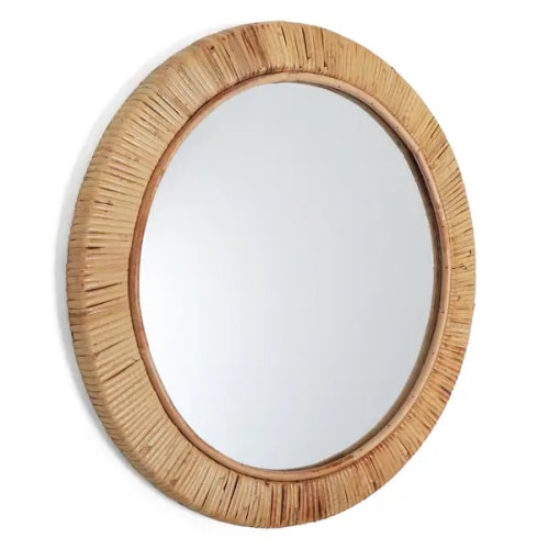 Seaside Round Decorative Rattan Frame Wall Mirror