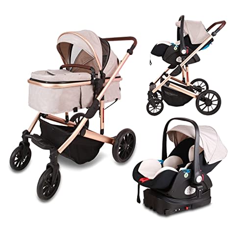 5 in 1 Baby Stroller,Reversible Infant Pushchair, Compact Fold Baby Stroller, Two-Way with Reversible Seat Design, with Aluminum Frame, Large Seat Area, Extra Large Storage Basket(Color:Black)